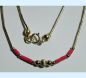 Preview: Halskette 925er Silber vergoldet mit roten Steinen