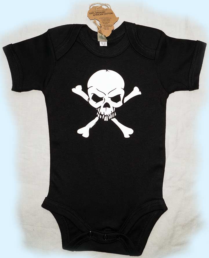 Baby Body in schwarz mit Totenkopf von Baby Bugz