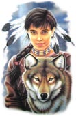 Preview: T-Shirt Frau mit Wolf