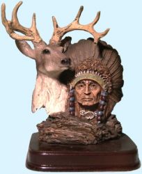 Indianer-Skulptur/ Hirsch