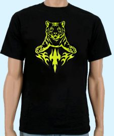 Shirt mit Tiger u. Tribal neongelb