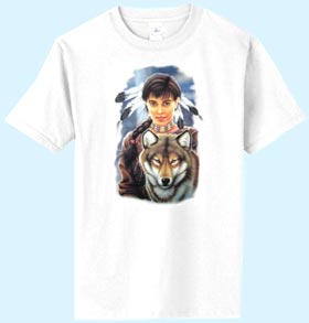 T-Shirt Frau mit Wolf