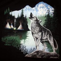 Motiv Wolf in Landschaft T-Shirt