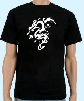 schwarzes Shirt mit Drache Tribal