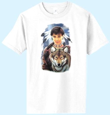 T-Shirt Frau mit Wolf