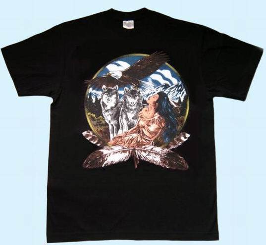 T-Shirt Frau mit Wölfe und Adler